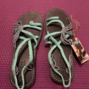 Stylish Black and Teal Women's Sandals